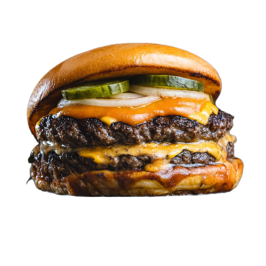 Burger M Smash - 2 steacks, 2 cheddars, oignons, pickles